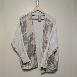 Dolan Gray and Cream Cardigan Sweater with Abstract Design M
